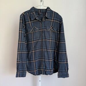 Patagonia‎ Organic Cotton Blue Plaid Long Sleeve Shirt Outdoors Hiking sz L